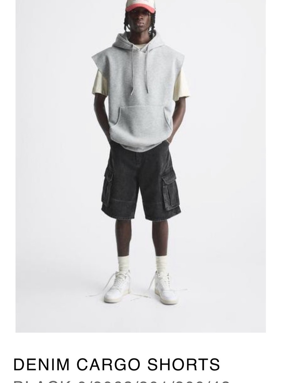 Zara Black Cargo Denim Shorts